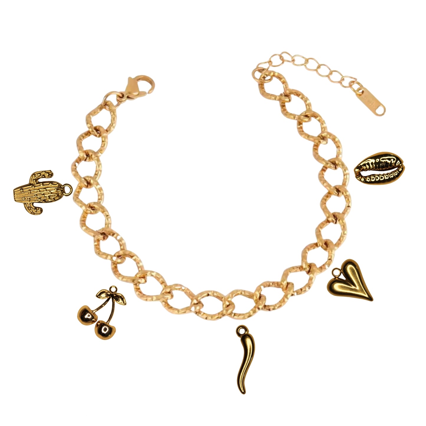 Bracelet Chaîne Or 5 Charms