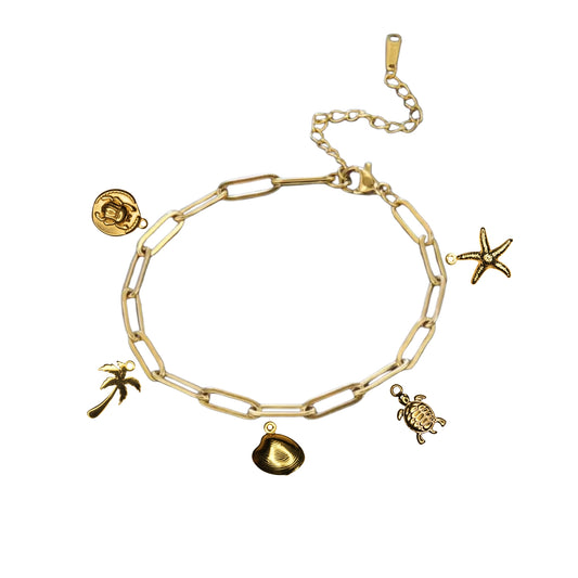 Bracelet Chaîne Or 5 Charms