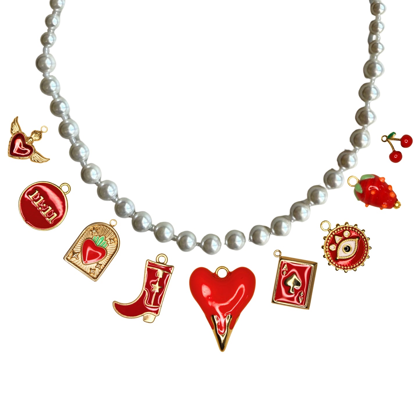 Collier Perle Or 3 à 9 Charms
