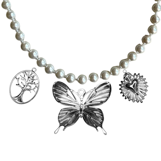 Collier Perle Argenté 3 à 9 Charms