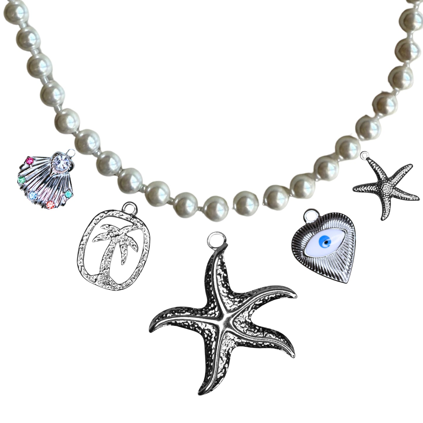 Collier Perle Argenté 3 à 9 Charms