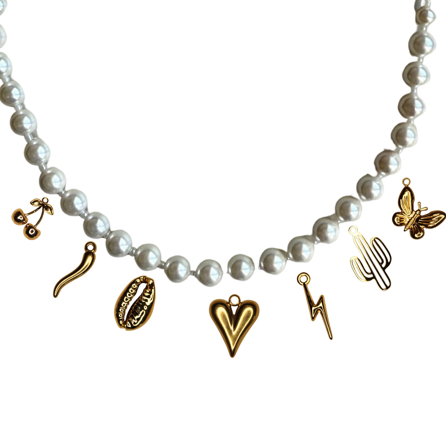Collier Perle Or 3 à 9 Charms