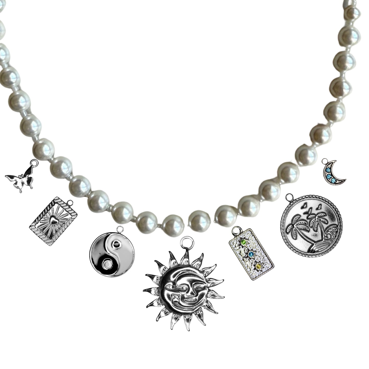 Collier Perle Argenté 3 à 9 Charms