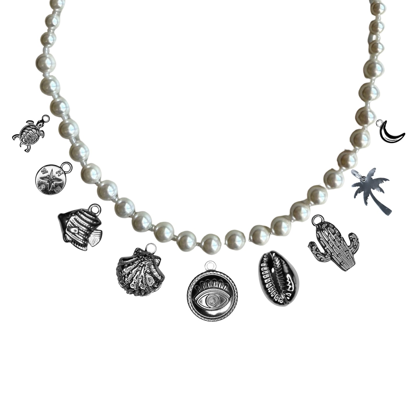 Collier Perle Argenté 3 à 9 Charms