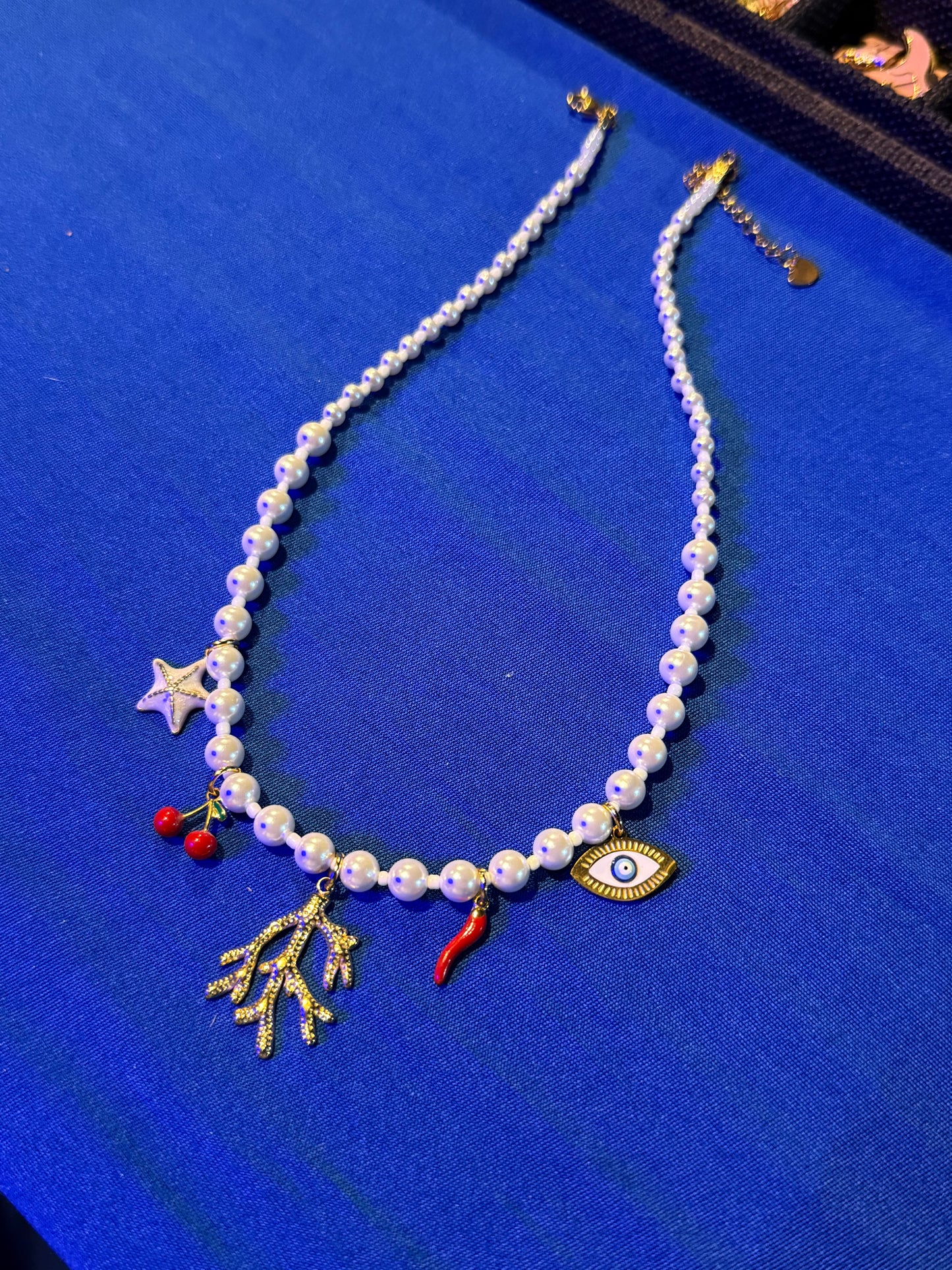 Collier Perle Or 3 à 9 Charms
