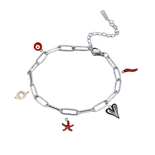 Bracelet Chaîne Argent 5 Charms